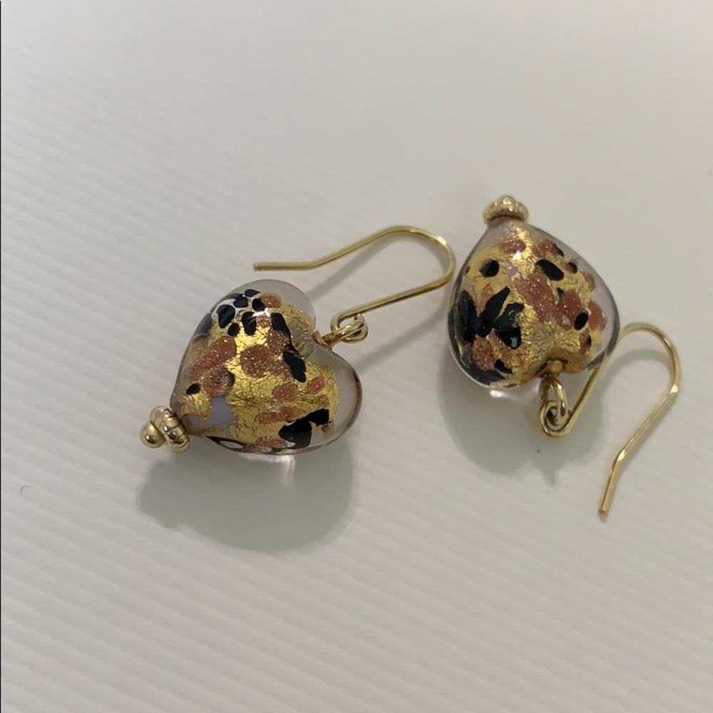 Gold Venetian Glass Earrings - Picture 3 of 4